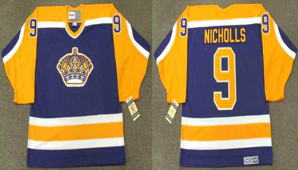 2019 Men Los Angeles Kings 9 Nicholls Blue CCM NHL jerseys
